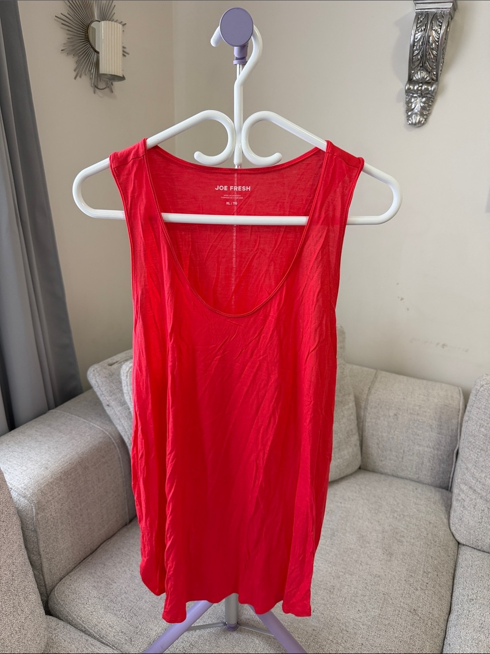 Joe Fresh Vibrant Red Scoop Neck Sleeveless Top